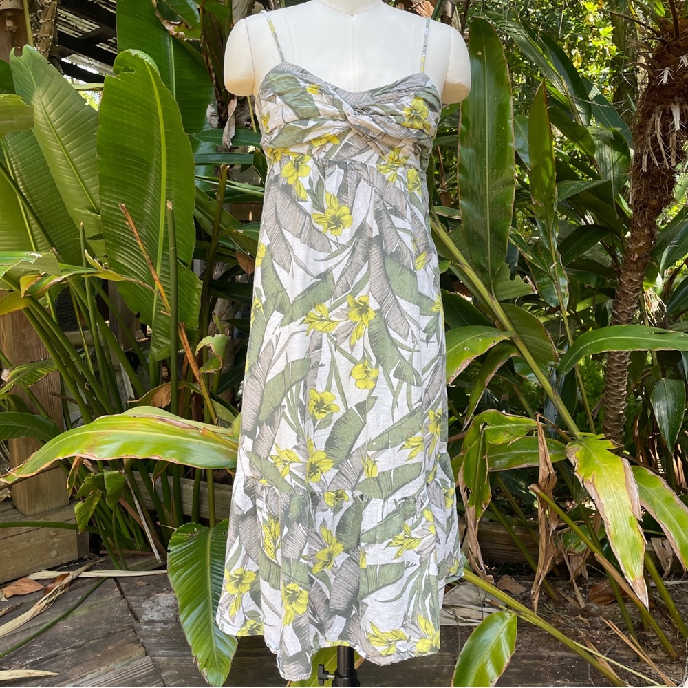 Tropical Print Linen Sundress by banana republic